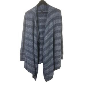 Barefoot Dreams Bamboo Chic Lite Open Front Cardigan Sweater  S/M Blue Striped
